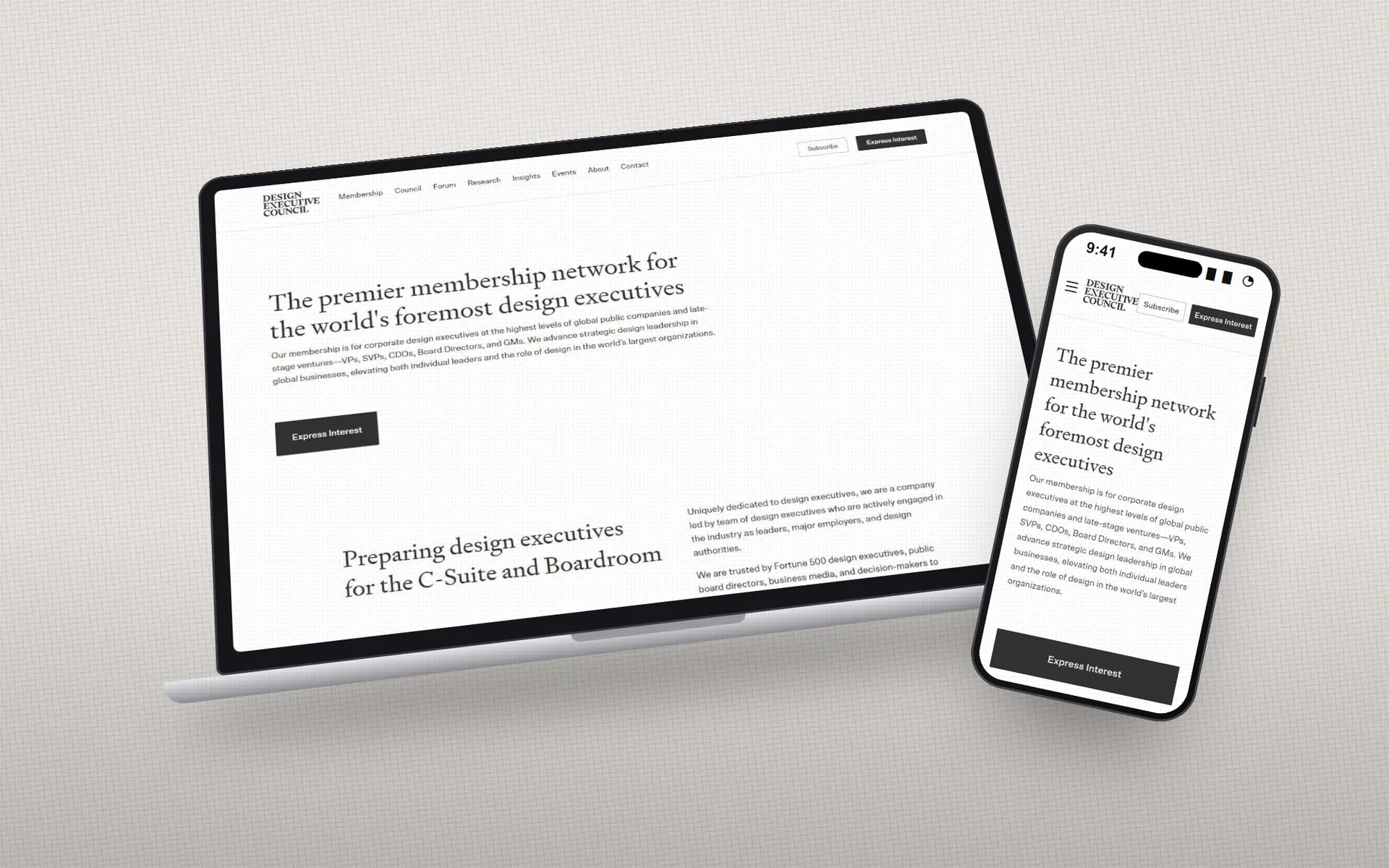 Design Executive Council website homepage