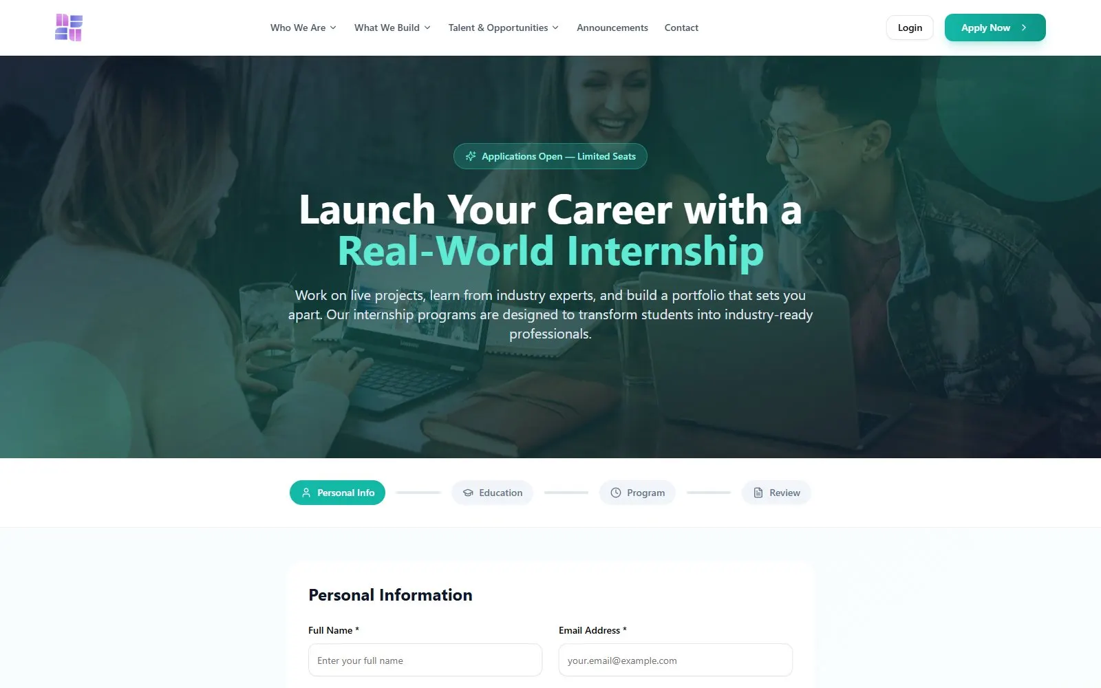 Nandi Business Solutions multi-step internship application
