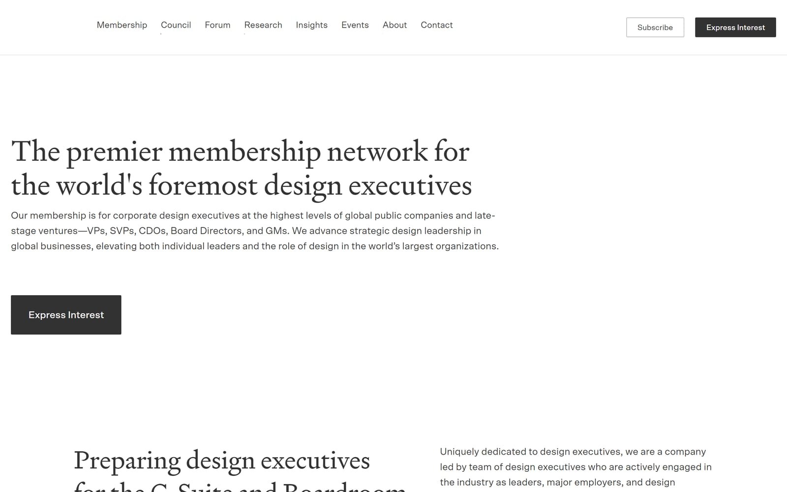 Design Executive Council website homepage