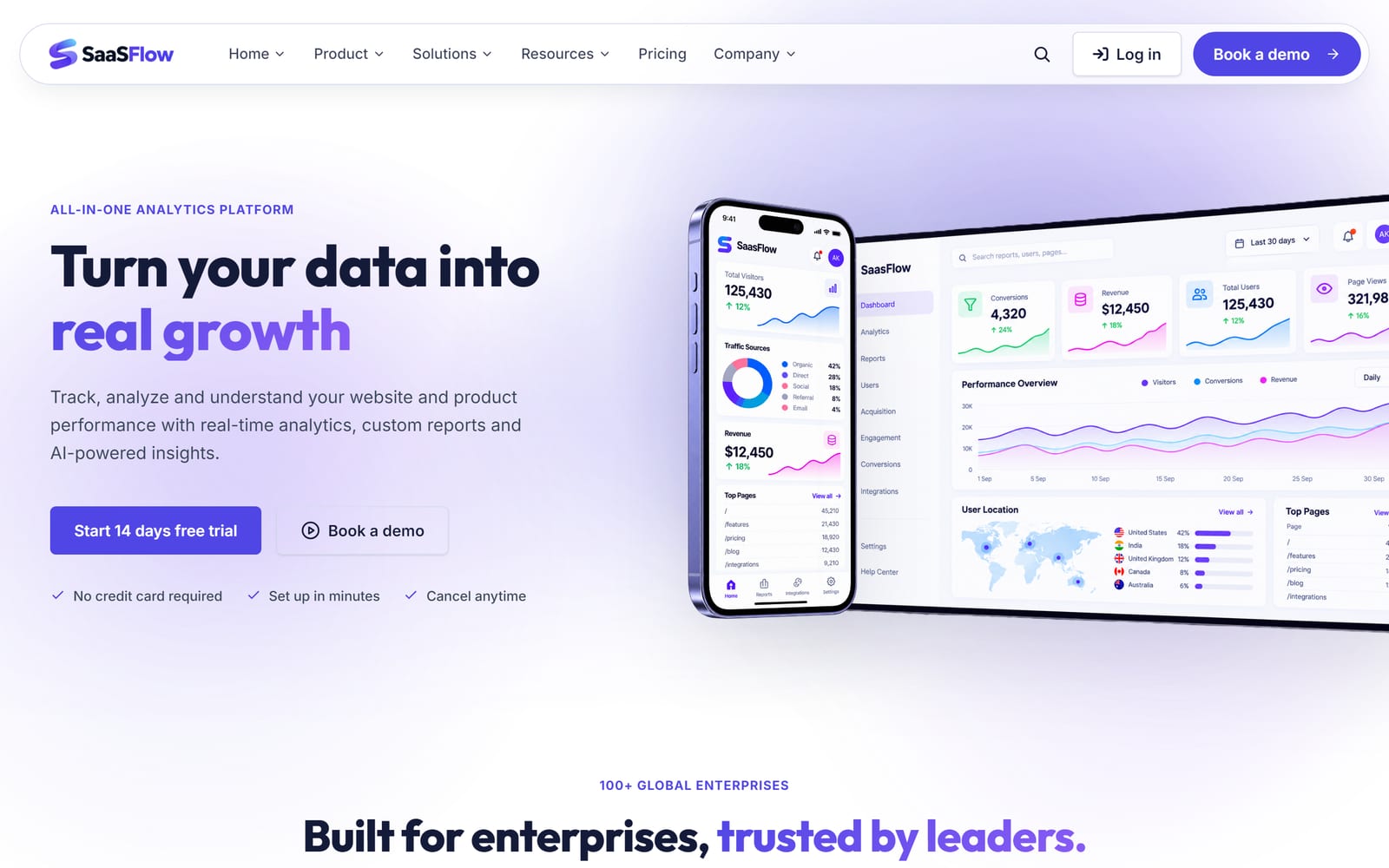 SaaSFlow mobile app homepage