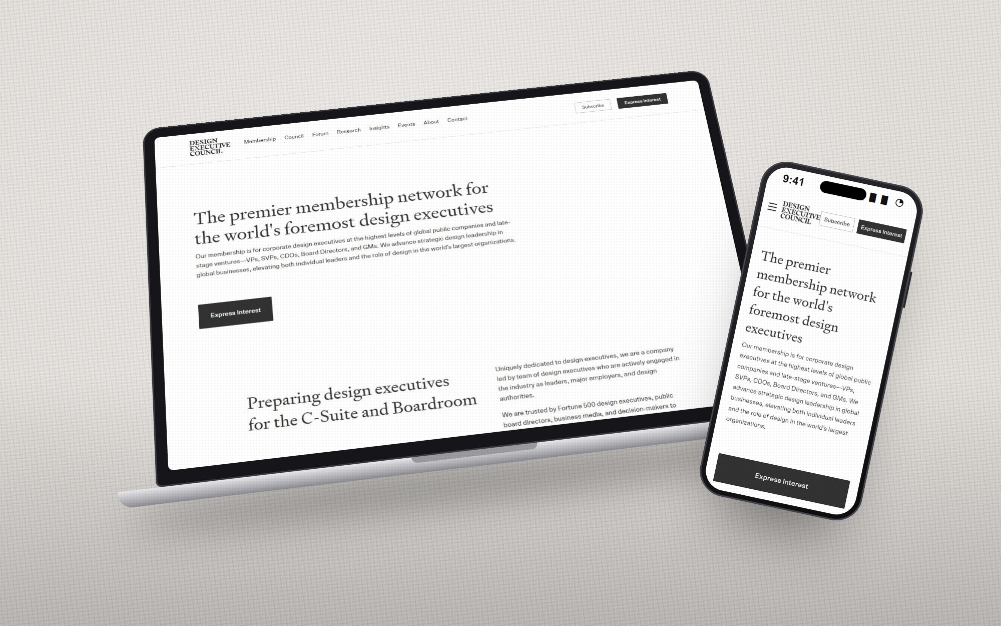 Design Executive Council website homepage