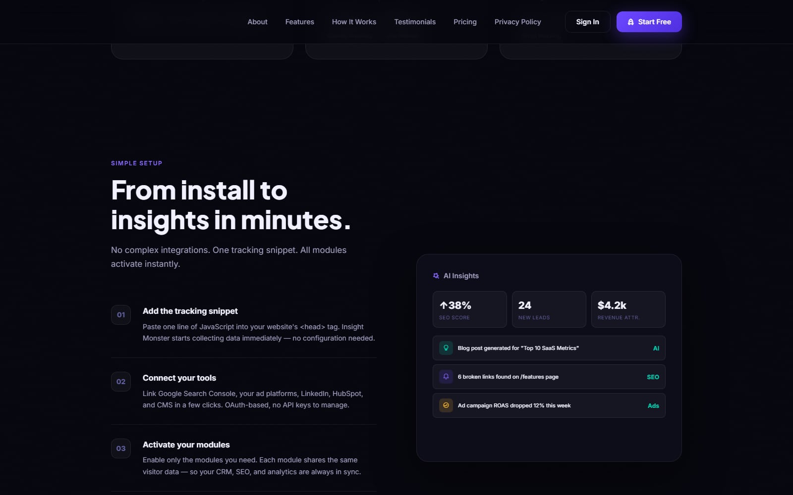 Insight Monster setup steps and AI insights