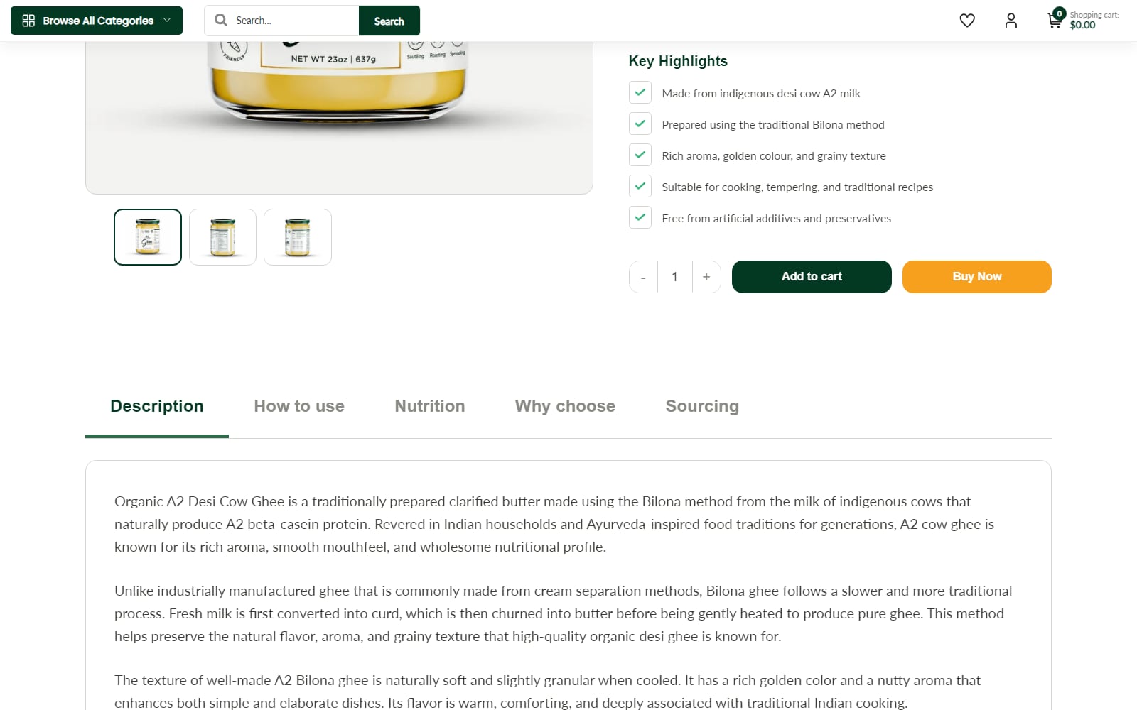 Organic Mandya product details from custom metafields