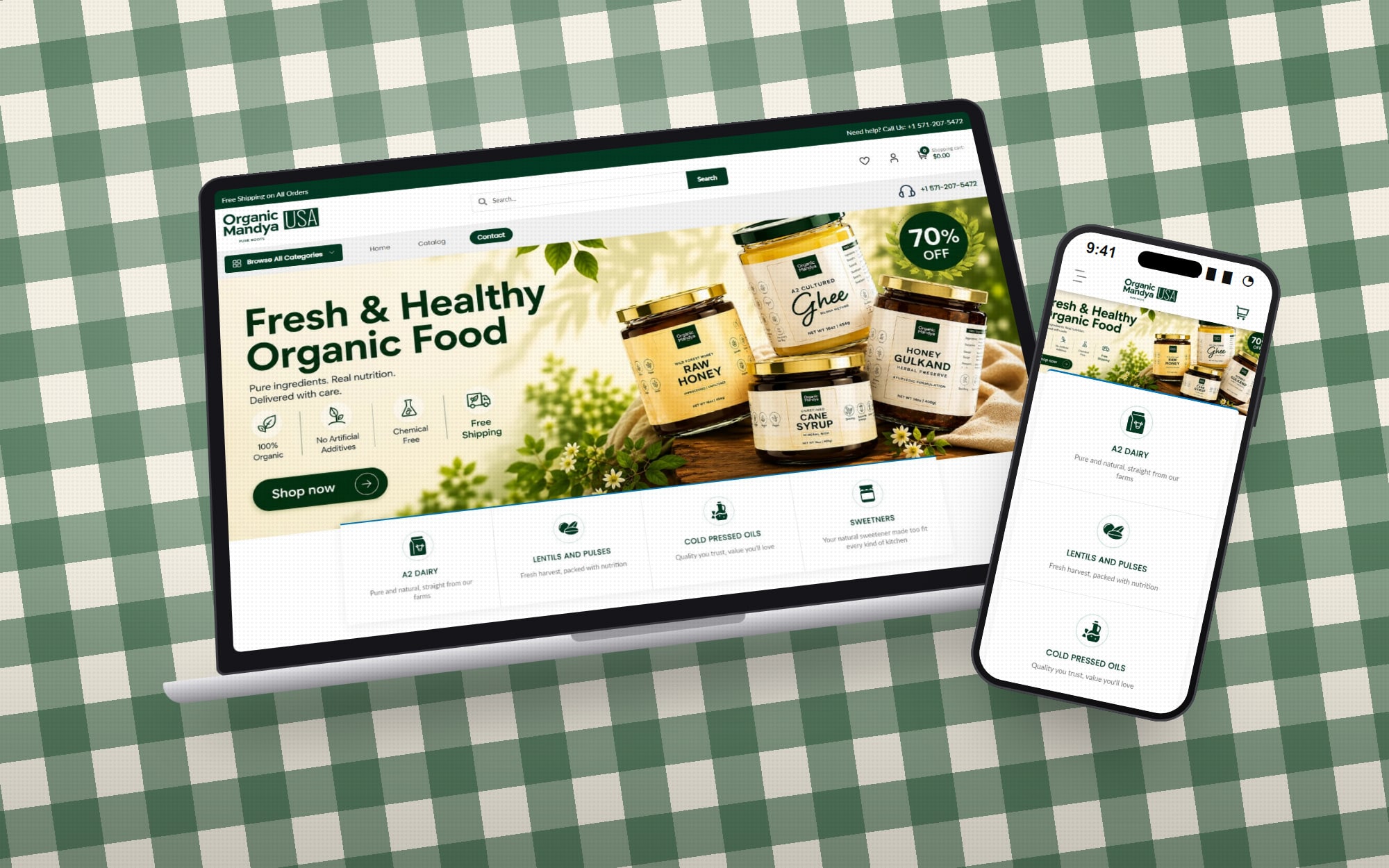 Organic Mandya USA Shopify store homepage