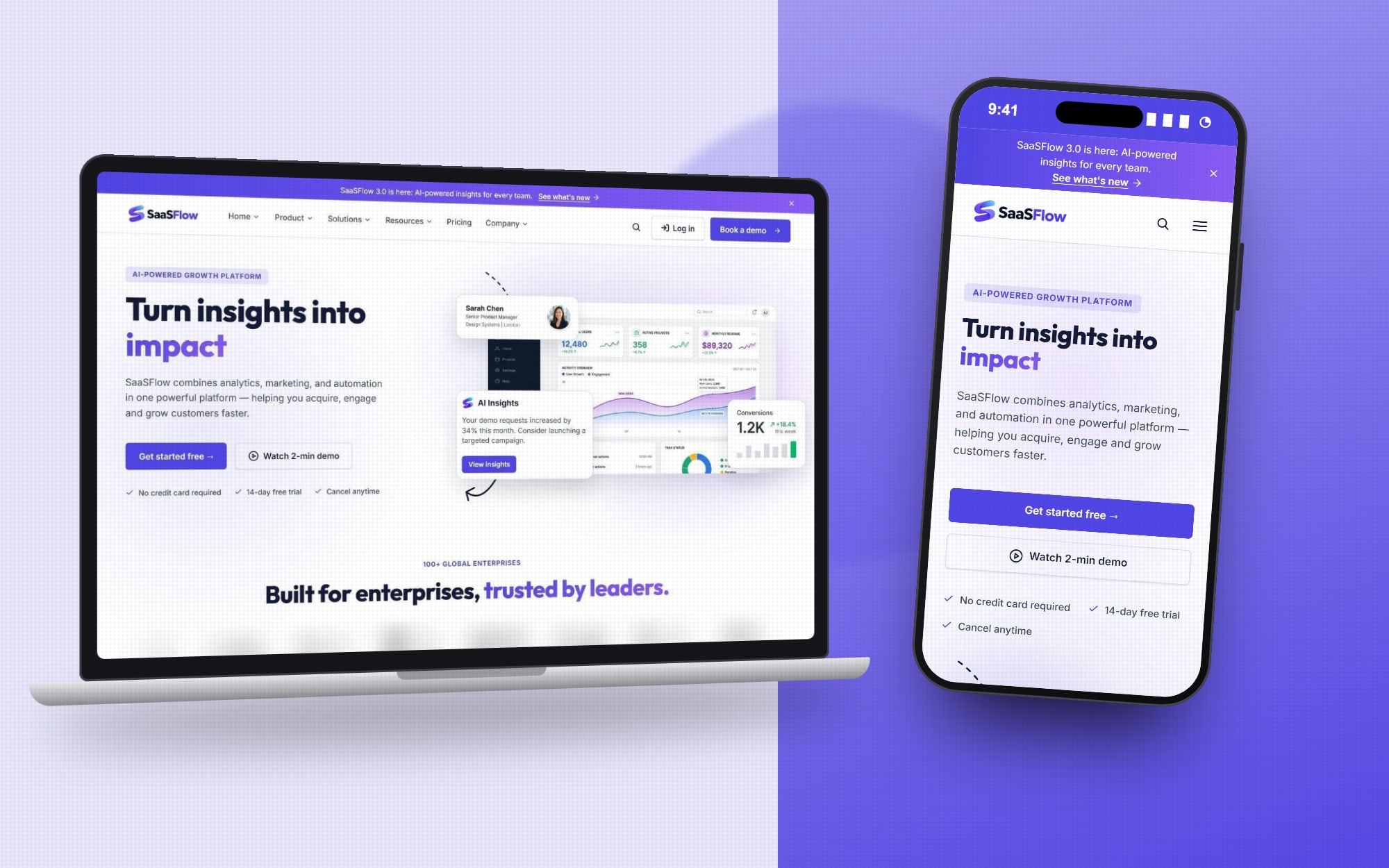 SaaSFlow HubSpot theme homepage